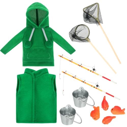 Sotiff 12 Pcs Christmas Fishing Doll Clothes Set Holiday Doll Clothes Outfit Novelty Fishing Baker Accessories for Kid Dollhouse DecorationFishing