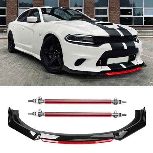 DREAMIZER Universal Front Bumper Lip Chin Spoiler Splitter Diffuser Protector Body Kit with Splitter Rod Compatible with Toyota Honda Accord Civic Nissan Mazda and More