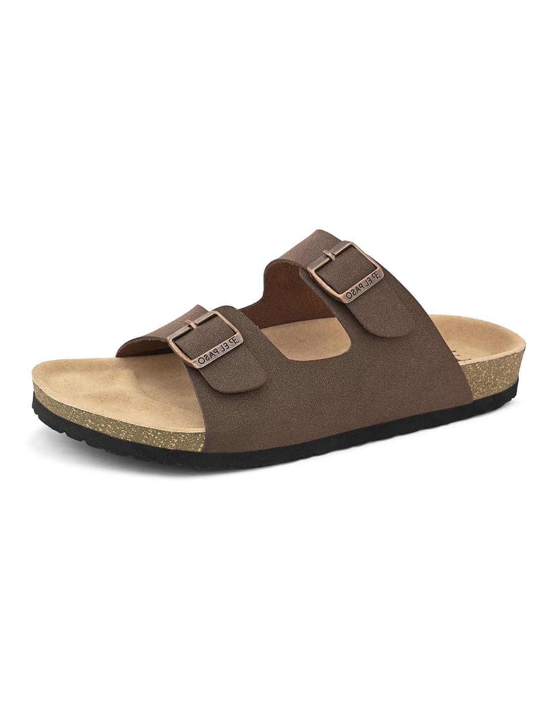 EL PASO Men's Brown Leather Cork Sole Sandal Slippers - 6 UK