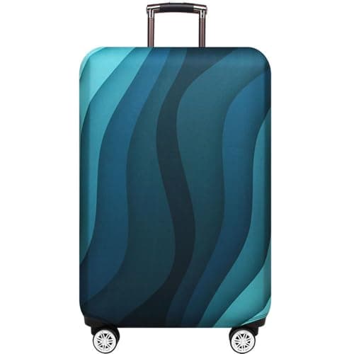 MosaiRudo Thicker Luggage Cover Elastic Suitcase Cover Protector Fits 1832 Inch Suitcase Travel Accessories Green Ripple L
