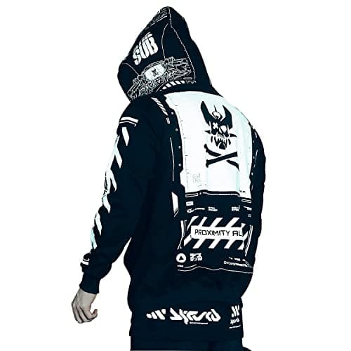 Niepce Inc Graphic Techwear Zip Up Men's Fashion Hoodies Sweatshirts (Large, Black)