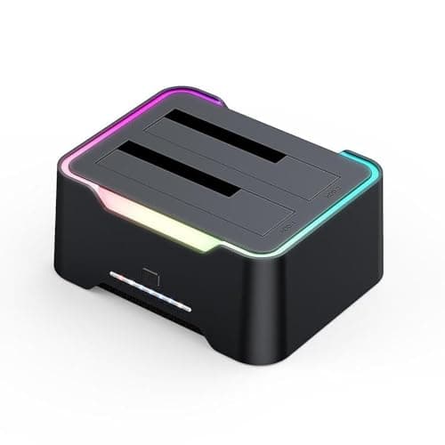 ETZIN RGB SATA to USB 3.0 Hard Drive Docking Station with Offline Clone Function USB 3.0 SATA Dual Bay RGB Lamp Effect Hard Disk 2.5/3.5 Inch Docking Station for Clone HDD SSD Used External