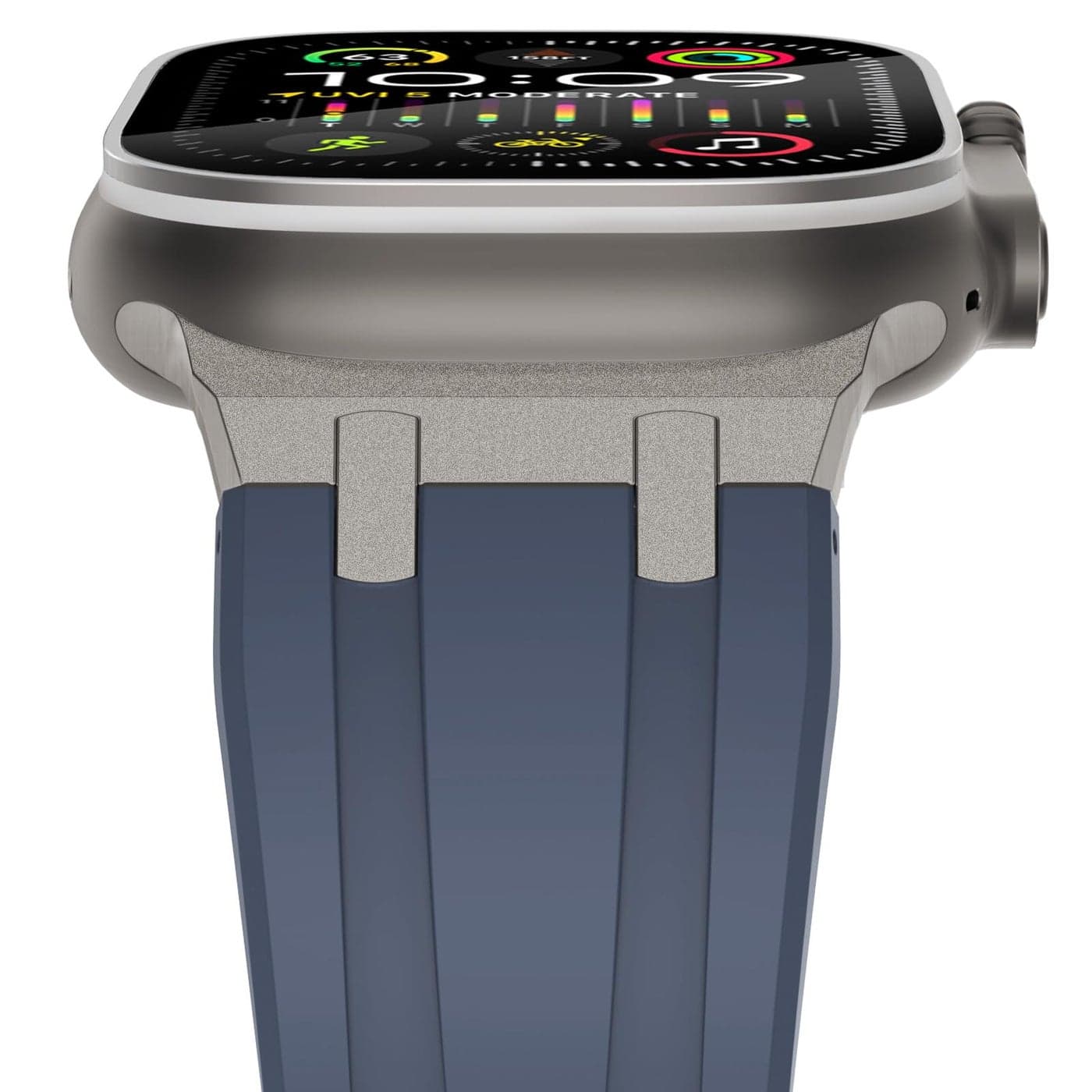 NewWays for Apple Watch Ultra Band 49mm 45mm 44mm 42mm for Men AP Wide Sport Liquid Silicone Rubber Band with Stainless Steel Adapter for Apple Watch Band for iWatch Series 8 7 6 5 SE Ultra Luxury