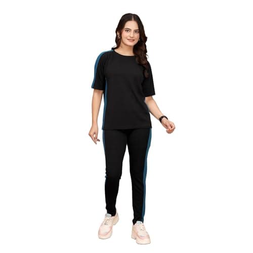ALISBA Women's Active Wear Track Suit Set - Sportswear Top & Bottom Set for Women Western for Fitness & Workout Tshirt for Women Gym pants for women workout combo Track Suit, Yoga, Running (Pack of 2)