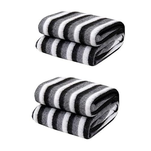 STARNSTYLE 300 TC All Season Light Weight Striped Polar Fleece Single Bed Donation Blanket (152 x 230 cm Pack of 2