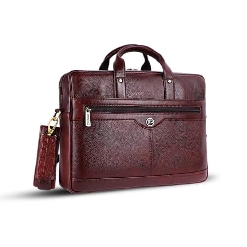 HAMMONDS FLYCATCHER Genuine Leather Office Bag for Men - 15.6 Inch Laptop Bag for Men, Adjustable Strap, Multi Compartments - Ideal for Office, Travel, Daily Use - 1 Year Warranty - Brown