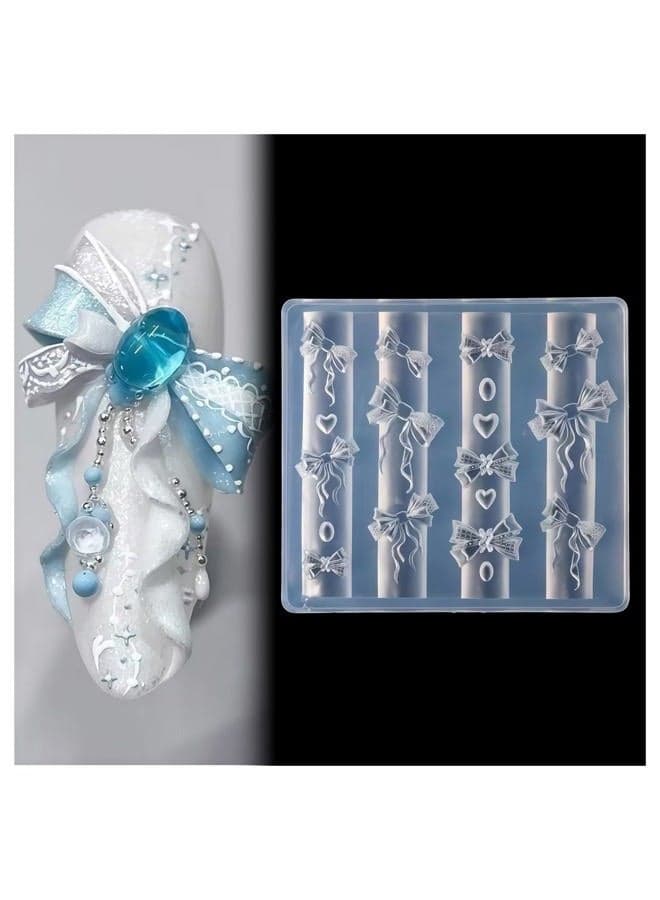 3D Gel Nail Art Resin Rosette Molds for Accessories Supplies Bow Knot Silicone Tools Bowtie Nails Mold