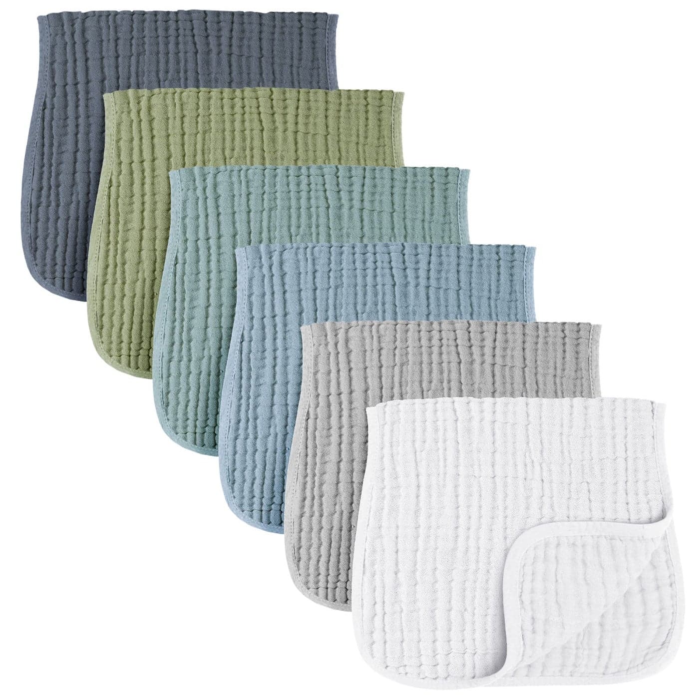 Konssy 6Pack Absorbent Muslin Burp Cloths 100 Cotton Large Burping Clothes Set for Newborn Baby Girls and Boys