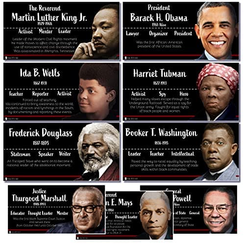 Black Heroes Poster bulletin board set, 9 charts pack Glossy Paper (9"x19") Young N Refined