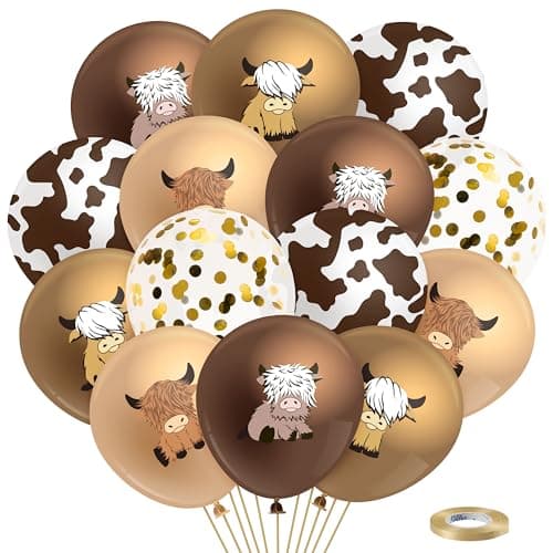 K1tpde Highland Cow Balloons Decorations 50PCS Cute Brown Cow Latex Balloon Set for Kids Baby Shower Western Cowboy Party Decor for Farmhouse Birthday Party Supplies