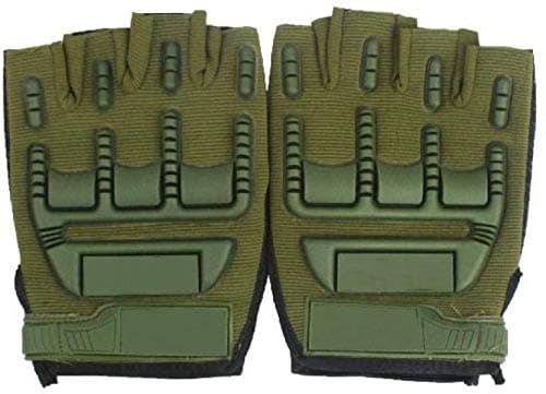 Adroitz Half Finger Cut Gloves for Motorcycle Riding (Medium, Green, Set of 2), Cycling, Rubber