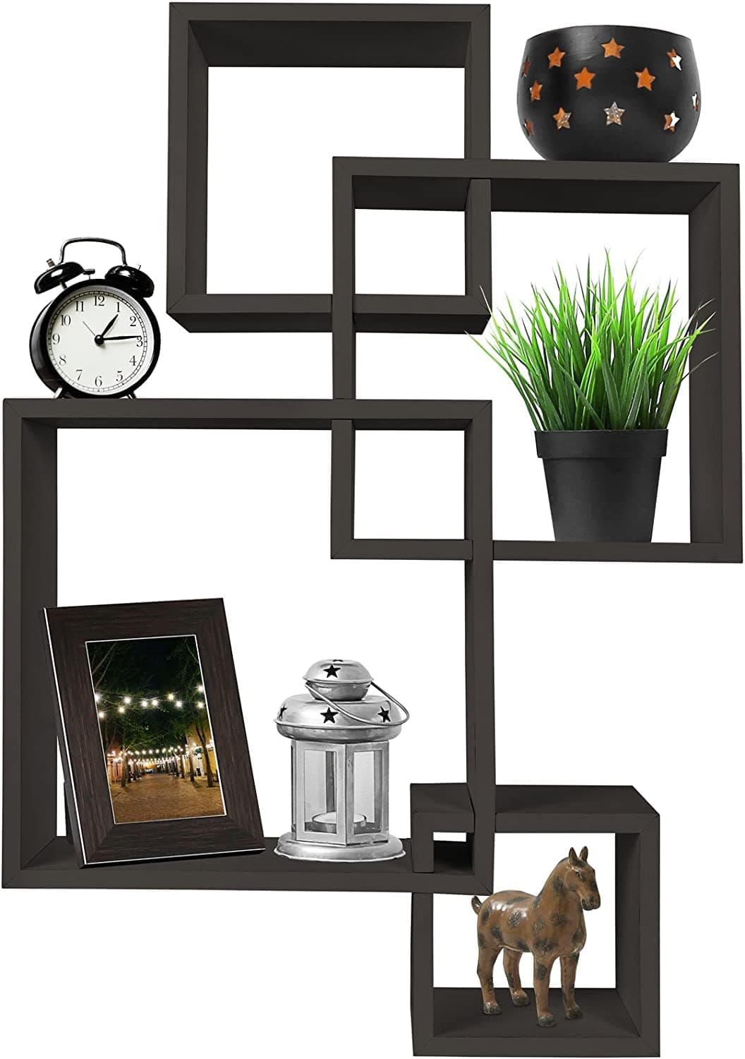 AAFIYA HANDICRAFTS Wooden Wall Shelves Set of 4 Floating Shelves for Home Kitchen Living Room & Office Décor Stylish Wall-Mounted Storage and Display Shelves (Brown)