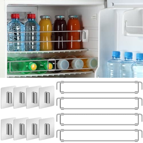 Yaocom 4 Pcs Rv Refrigerator Bars 12442263 Adjustable Stainless Steel RV Fridge Tension Rods Refrigerator Accessories Extendable Food and Drink Stabilizers Prevent Messy Spills During Travel