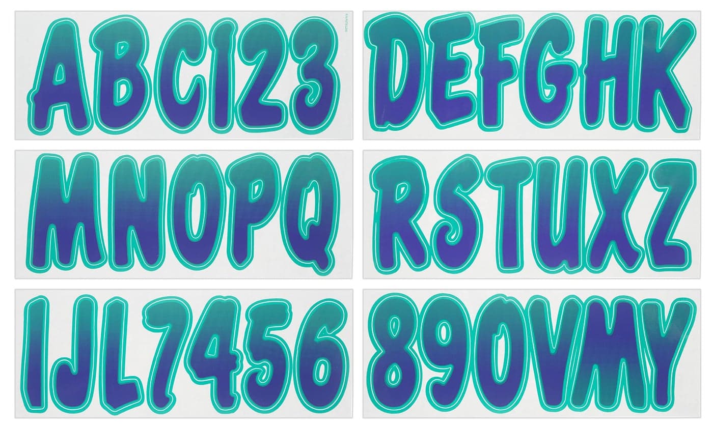 Hardline Products Series 200 Factory Matched 3Inch Boat PWC Registration Number Kit PurpleTeal PUTEG200