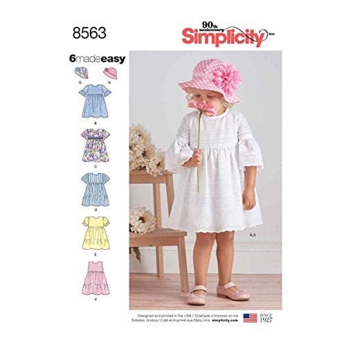 Simplicity US8563A Toddler's Dress and Hat Sewing Patterns, Sizes 1/2-4