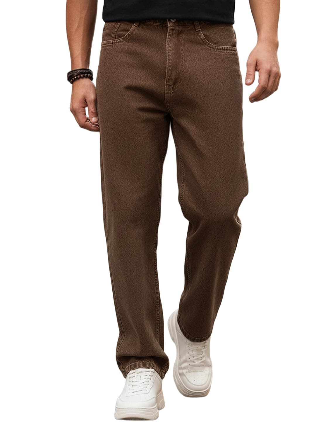 Urbano Fashion Men's Chocolate Brown Loose Baggy Fit Washed Denim Jeans Non-Stretchable (jeanloose-03-chocbrn-32)