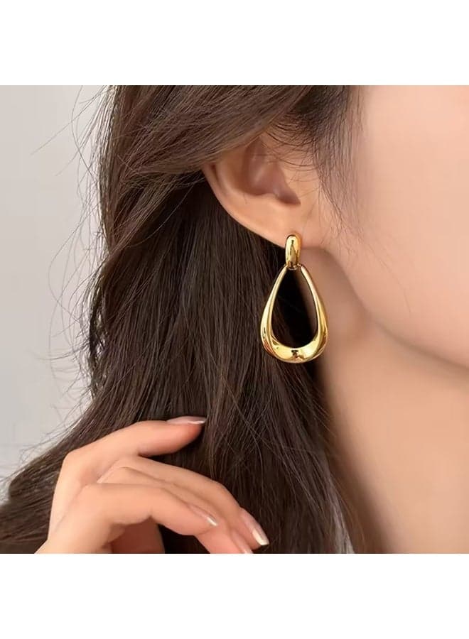 Retro Geometric Dangle Earrings – European Light Luxury Niche Design for Women