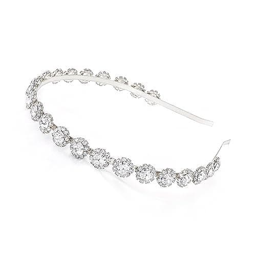 Ammei Headpiece Bridal Headpiece Wedding Headband with Crystal and Hair Accessories (Silver, 5.5'')