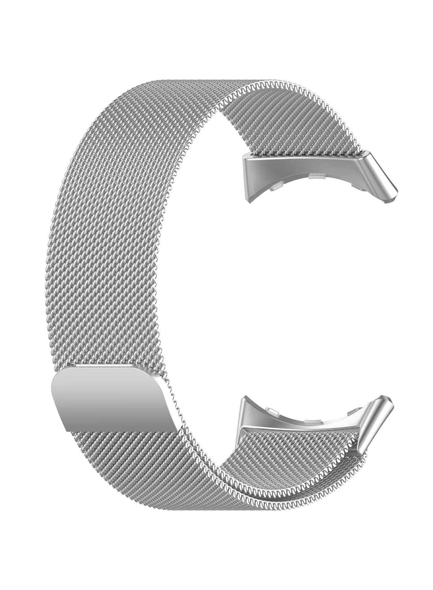 Strap Compatible with Google Pixel Watch 3 45mm Braided Stainless Steel Bracelet Watch Replacement Straps Compatible with Google Pixel Watch 3 45mm (Silver)