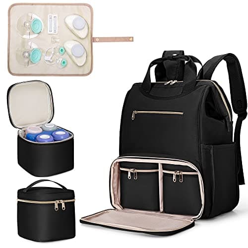 Fasrom Wearable Breast Pump Bag Backpack With Cooler and Tote, Compatible With Momcozy, Medela and Elvie Hands Free Pumps, Black (Patent Design)