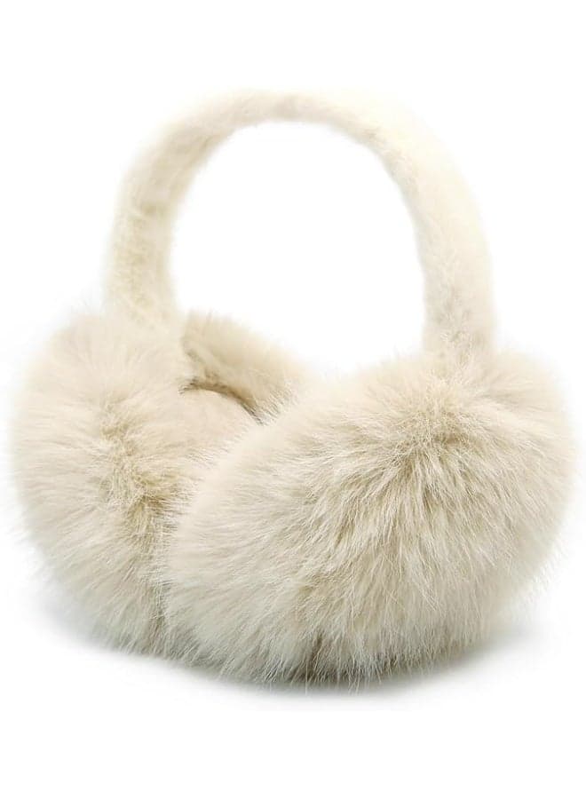 Women Winter Ear Muffs Fluffy Faux Fur Earmuffs Foldable Ear Warmer Girls Soft Ear Covers, One Size