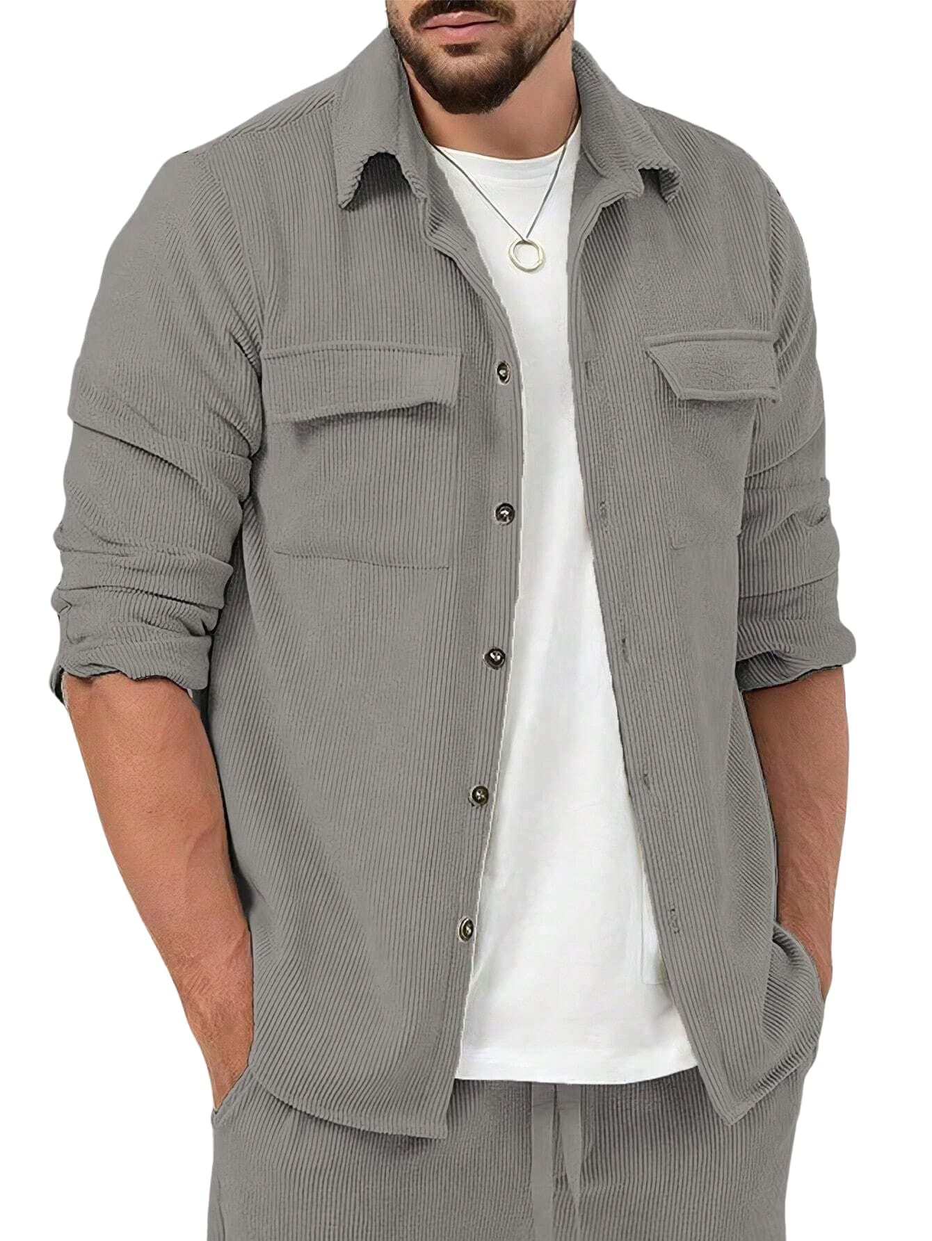Lymio Shirt for Men || Casual Stylish Shirt (RIB-Shirt-01-Grey-M)