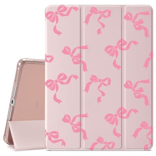 CozyNestCYPink Bow Knot Case For 10.9 Inch Ipad Air 4/Air 5 Kawaii Girly Bows Cover For Ipad Beautiful Aesthetic Case Auto Sleep/Wake Silicone Shockproof Protect Case With Pencil Holder For Girl Women