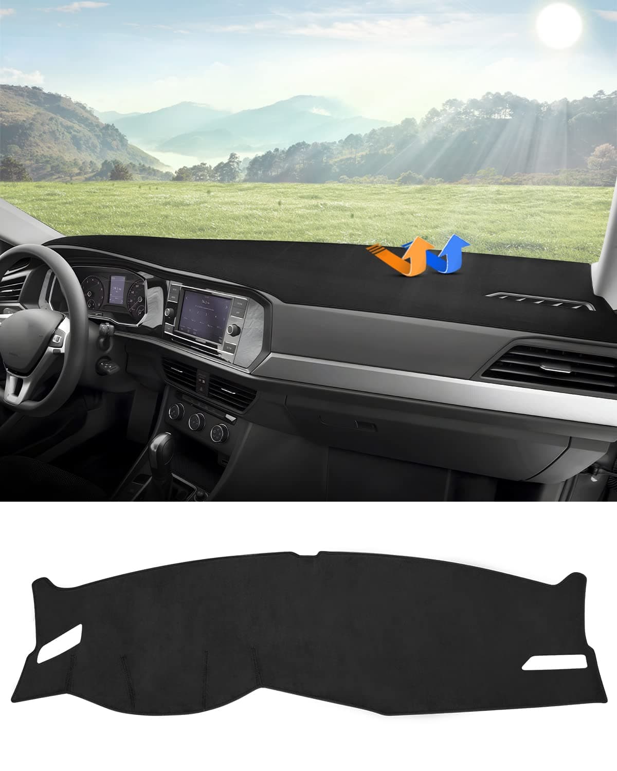 Autorder Dashboard Cover Mat for 20192025 Volkswagen Jetta Accessories Dash Cover Flannel Dash Mat Sunshade Glare UV Rays Protector