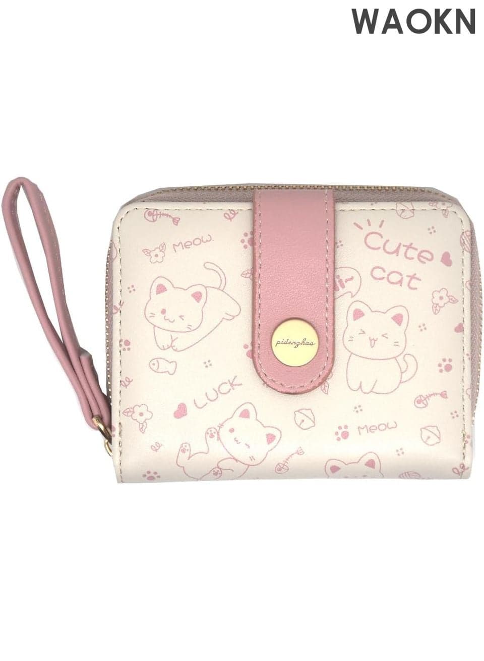 Cute Cat Wallet for Women - PU Leather Small Billfold Card Holder with Coin Purse - Compact Slim Wallet for Girls & Ladies - RFID Blocking Credit Card Organizer (Pink)