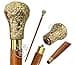 EXNOT Vintage Walking Sticks in Natural Wood Elegant Walking Cane Brass Handle knob Brown Wood Stick Victorian Cane Fancy Cane for Men and Women