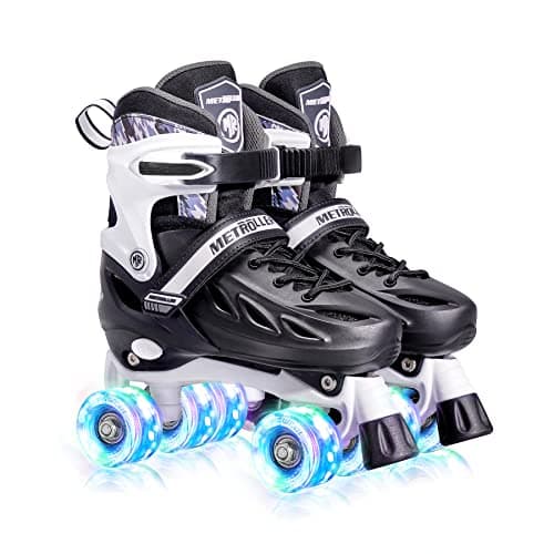 METROLLER Roller Skates for Girls Ages 5-8 8-12 and Boys Teens, Adjustable 4 Sizes for Kids Toddler Rollerskates with Light up Wheels, for Youth Women and Men