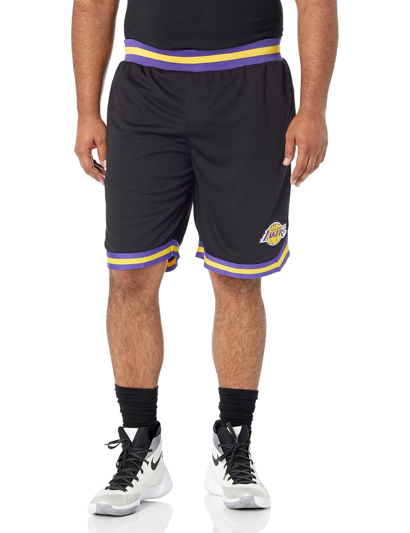 Ultra Game Mens Active Knit Training NBA Woven Team Logo Poly Mesh Basketball Shorts Black Large US