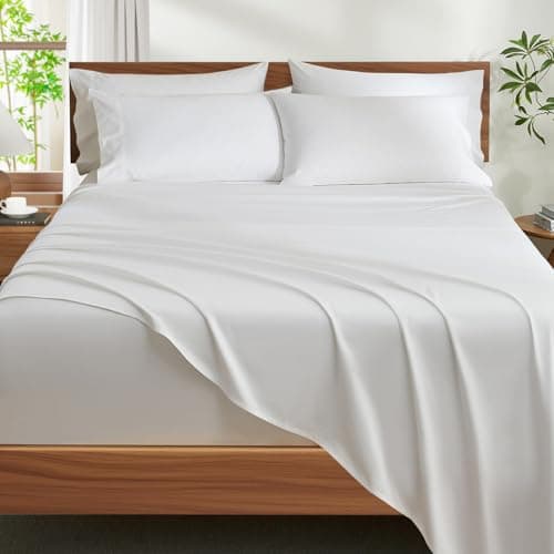 Ivellow 100% Egyptian Cotton Sheets King Size Set - 1200 Thread Count 6 PC 18" Deep Pocket King Sheets,Luxury Cotton Bed Sheet Soft Breathable Cooling White Sheet Sets Durable Hotel Quality Bedding
