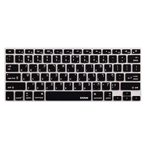 XSKN Hebrew Silicone Keyboard Cover Skin for 2015 and Earlier Released MacBook Air 13, Pro 13 15 17 Inch, US Layout (Black)