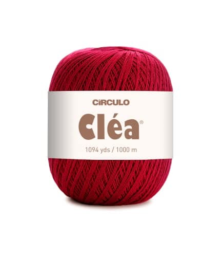 Circulo Clea Yarn Crochet Thread Fine Size 1082 Perfect for Weaving 100 Mercerized Brazilian Cotton Pack of 1 Ball 53 oz 1094 yds Color 3402 Circulo Red