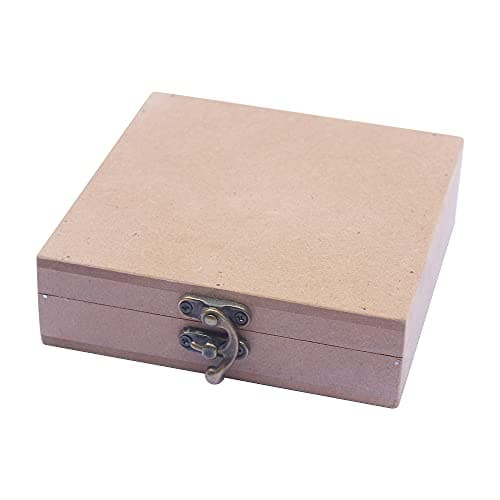 IVEI DIY MDF Wood Blank Square Box for Painting, Craft, Decoupage, Resin Art Work & Decoration (5.5 in X 5.5 in X 1.5 in)