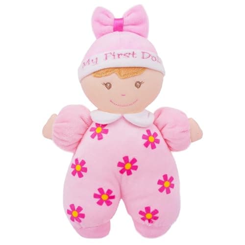 June Garden 9 My First Doll Sienna Soft Plush Baby Doll with Rattle Pink Outfit