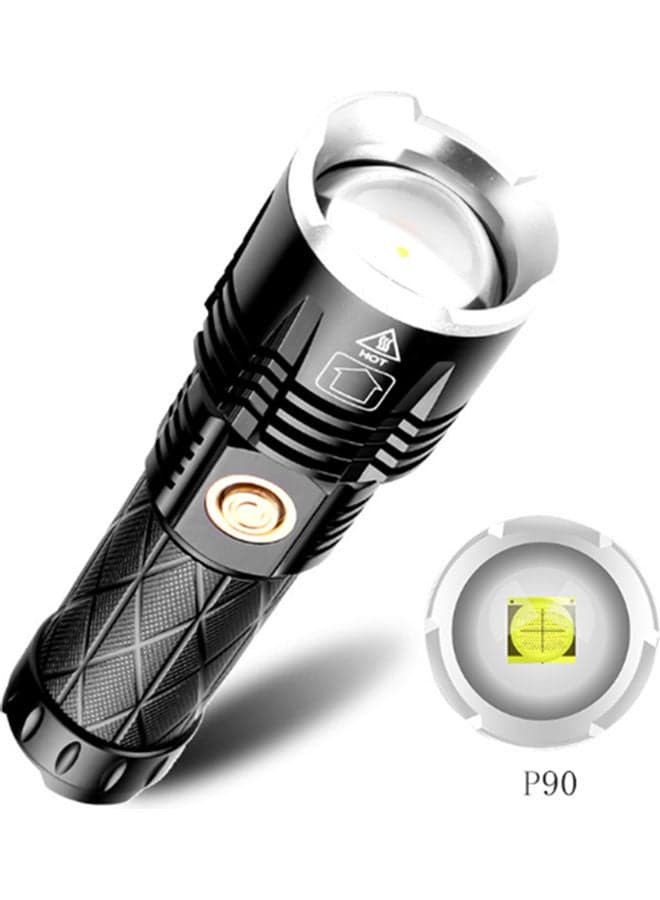Type-C Charge Telescopic Zoom Multi-Function Flashlight Black 16x4.8x3.8cm