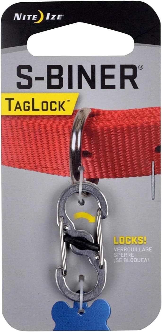 Nite Ize SBiner TagLock Stainless Steel Locking Biner for Dog Collar 2Pack2