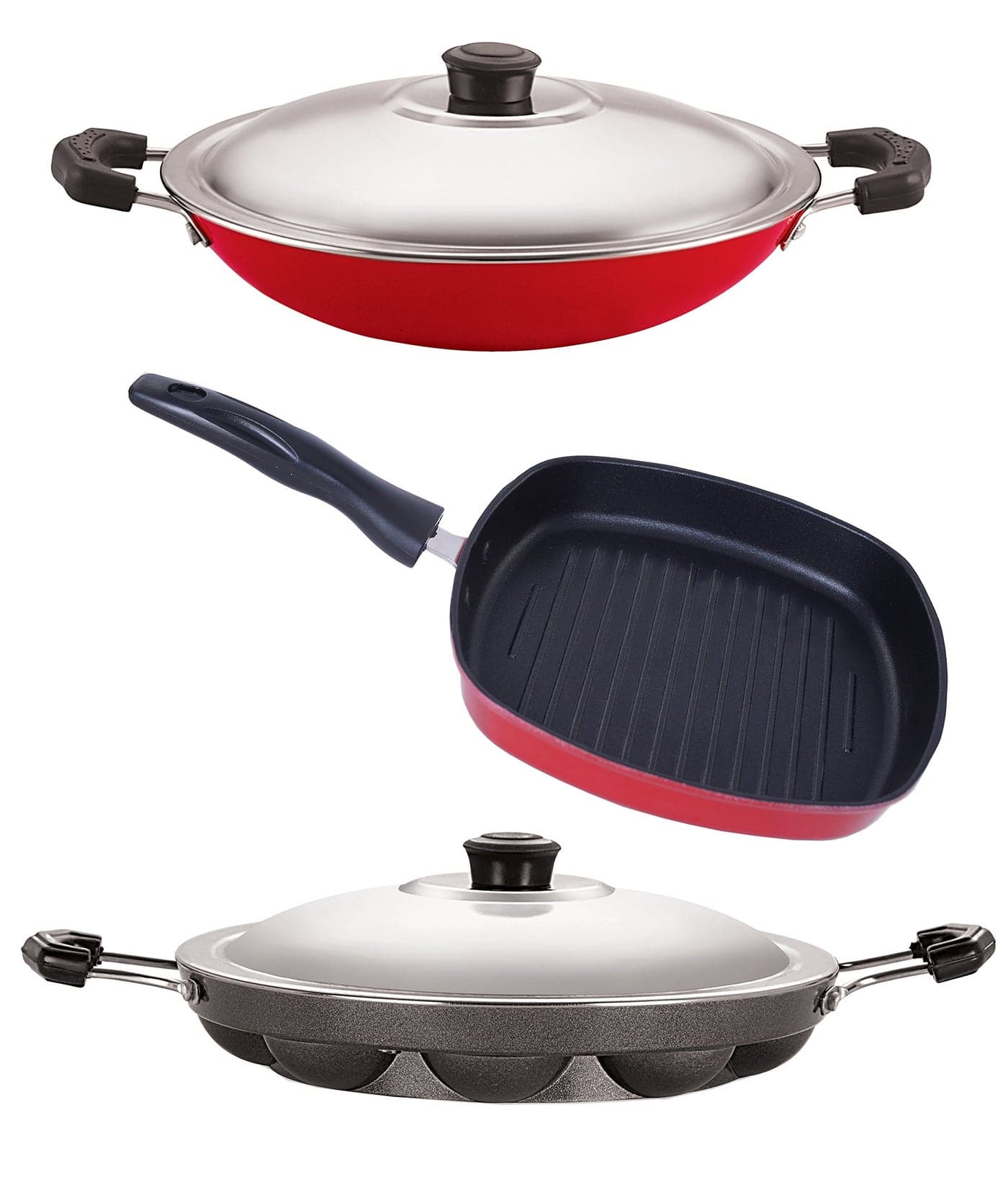 Nirlon Stain Resistance Kitchen Cooking Combo Essential Set 3 Piece, 2.6mm_AP(12)_AC_GP(22.5)