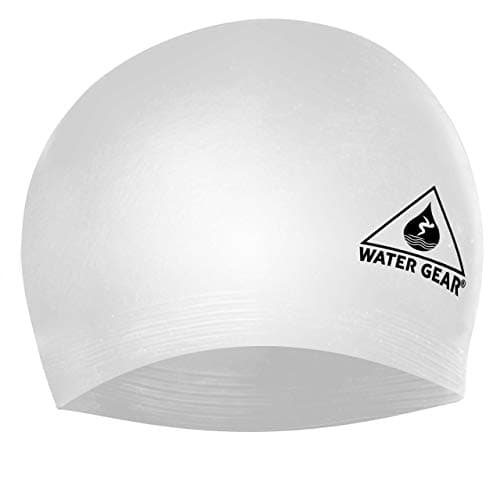 Water Gear Latex Adult Swim Cap - Durable and Flexible Unisex Non-Waterproof - Great for Short and Long Hair - Improve Your Performance - Triathlon Swimmers and Athletes - White