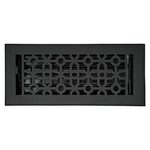 Madelyn Carter Contemporary Cathedral Style Vent Cover, Solid Cast Aluminum Interior, Controls Air Flow, 4 x 10 inches (Overall Face: 5.25 x 11.5 inches), Matte Black
