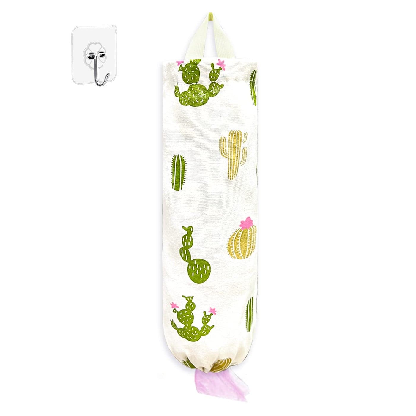 Plastic Bag HolderReusable Grocery Bag HolderWall Mount Plastic Bag Organizer Shopping Bags CarrierWashable Large Grocery Bag Storage Dispenser for Home Kitchen Travelling Decor 1 PackCactus