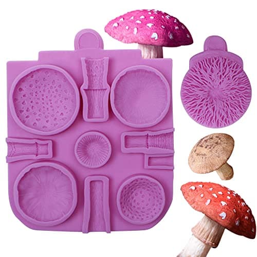 Mushrooms Silicone Mold, Toadstools Veiner Chocolate Molds for Wedding Cake Decoration, Cupcake Toppers, Pudding, Cookie Crumble