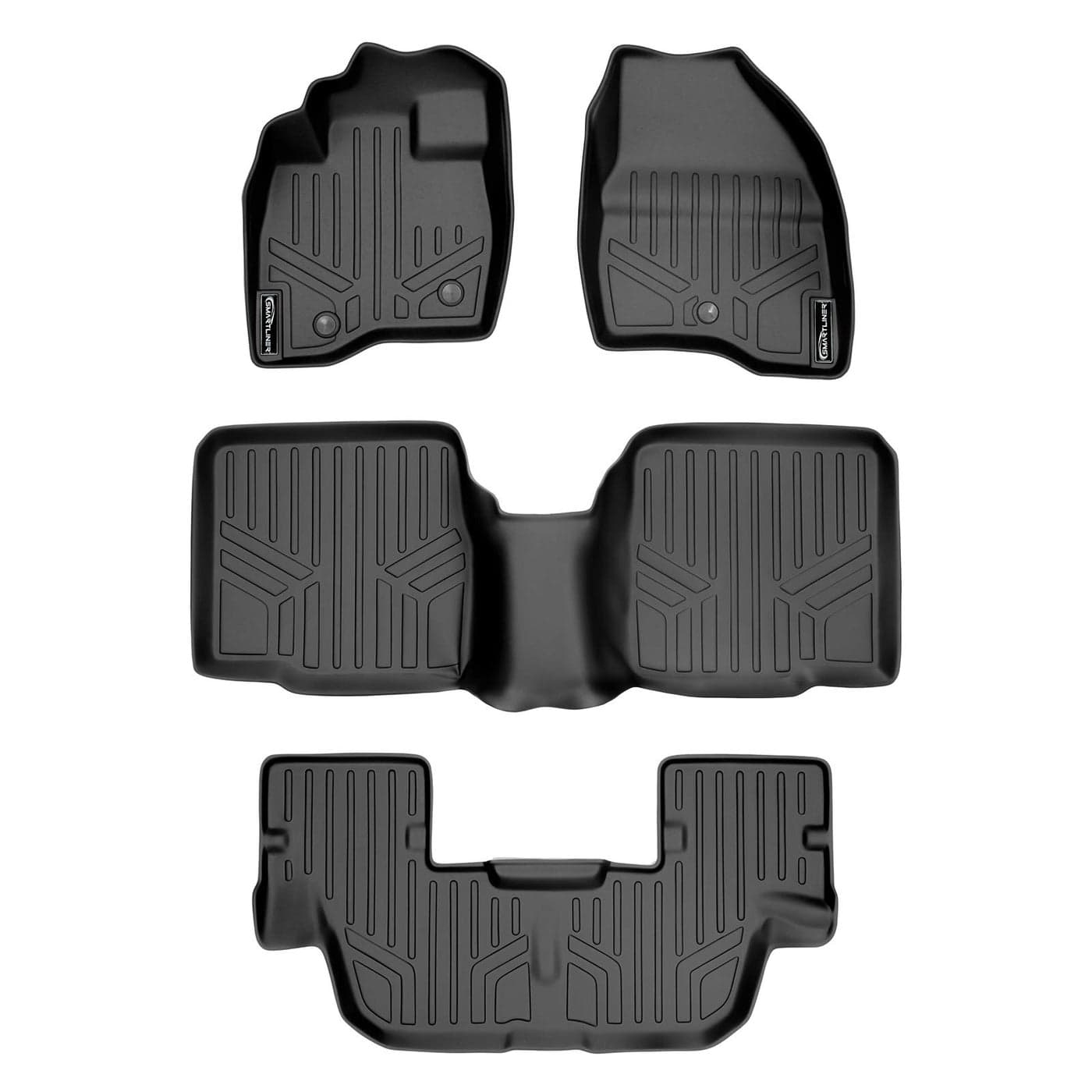 SMARTLINER Custom Fit Floor Mats 3 Row Liner Set Black for 2011-2014 Ford Explorer Without 2nd Row Center Console
