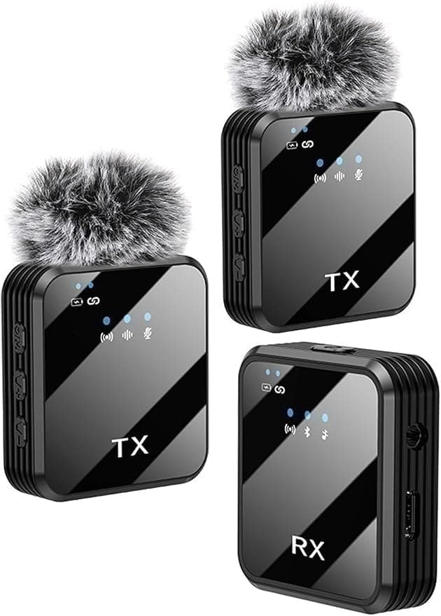 coku Wireless Mic for YouTube, Dual Microphone for Recording Videos, Professional Mic Wireless Lavalier with Noise Cancellation, Long Distance & Battery Life, Mike for Singing & Video Recording