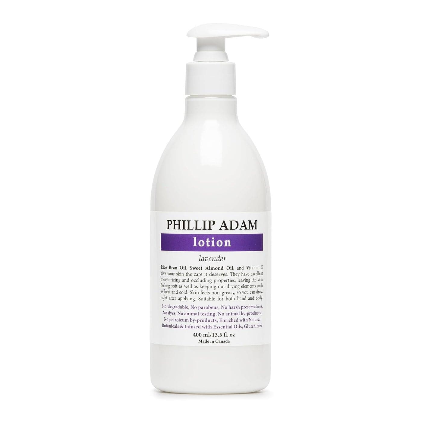 Phillip Adam Lavender Hand and Body Lotion Moisturizing and Fast Absorbing With Rice Bran Oil and Sweet Almond Oil 135 Fl Oz
