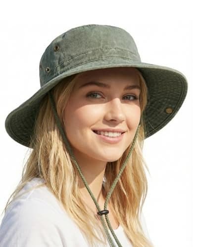 Zylioo Large Size Safari Sun Hat for Big Heads,UPF Wide Brim Fishing Golf Hat,UV Crushable Outdoor Travel Hat for Summer Army Green