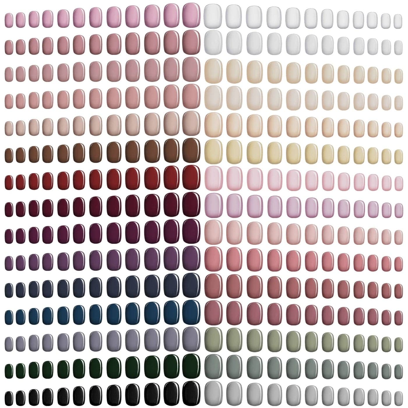 Honoson 720 Pieces Short False Nails Medium Square Artificial Fake Nails Full Cover Fingernails Coffin Press on Nails Glossy False Nails Tips for Women Girls DIY NailClassic Color
