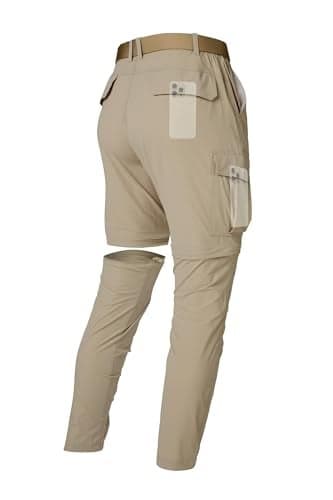 Work Pants for Men Lightweight Quick Dry Cargo Pants Convertible Zip Off Travel Fishing Climbing Camping Outdoor Waterproof Hiking PantsLight Khaki36L